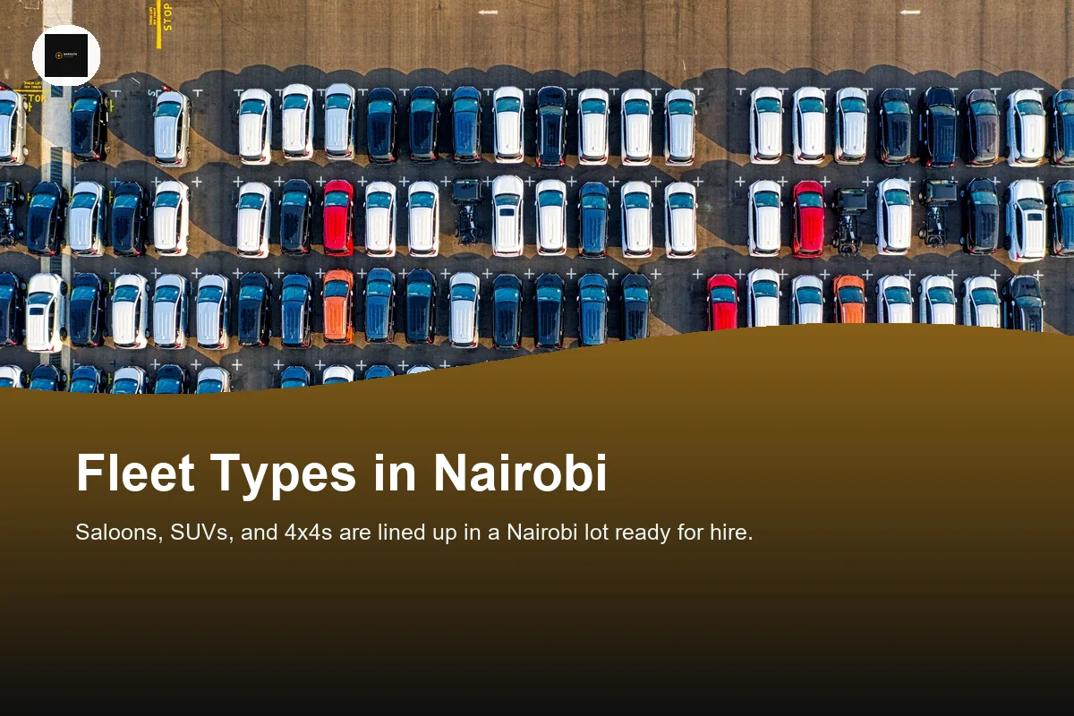 Saloons and SUVs parked in rows on a car hire lot